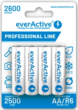4x Akumulatorki AA / R6 everActive Ni-MH 2600 mAh Professional line (blister)